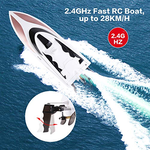 IAMGlobal RC Boat, H102 High Speed Remote Control Boat, 2.4GHz Fast Double Layer Waterproof Cover RC Boat, Radio Controlled Toy, RC Racing Boat with LCD Screen for Outdoor - Thumbnail 3