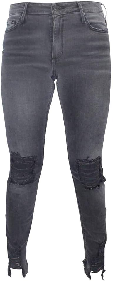 black chewed hem jeans