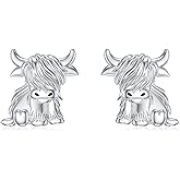 MEIDERBO Highland Cow Earrings 925 Sterling Silver Highland Cow Dangle Stud Leverback Hoop Earrings Highland Cow with Sunflower Jewelry Highland Cow Gifts for Women