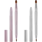 2 Pack Retractable Lip Brush for Lipstick, Double-Ended Lip Makeup Brushes Retractable with Cap Lip Gloss Lipstick Brush Applicator Travel