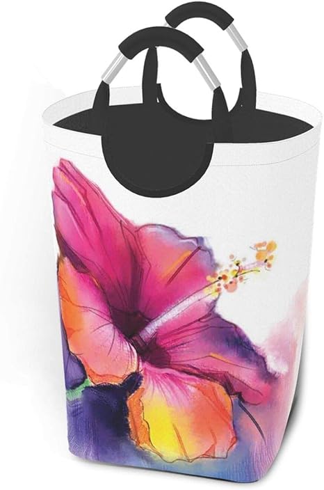 Amazon Wotaka ランドリーバスケット フローラルハイビスカスフラワーパステルプリント ランドリーバッグ 洗濯かご おりたたみ 洗濯カゴ おしゃれ 収納ボックス おもちゃ収納 ランドリー収納 オンライン通販