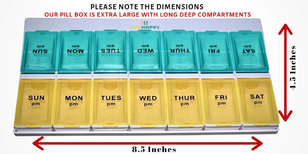 Extra Large Daily Pill Box Weekly Pill Organizer with 7 Day AM/PM