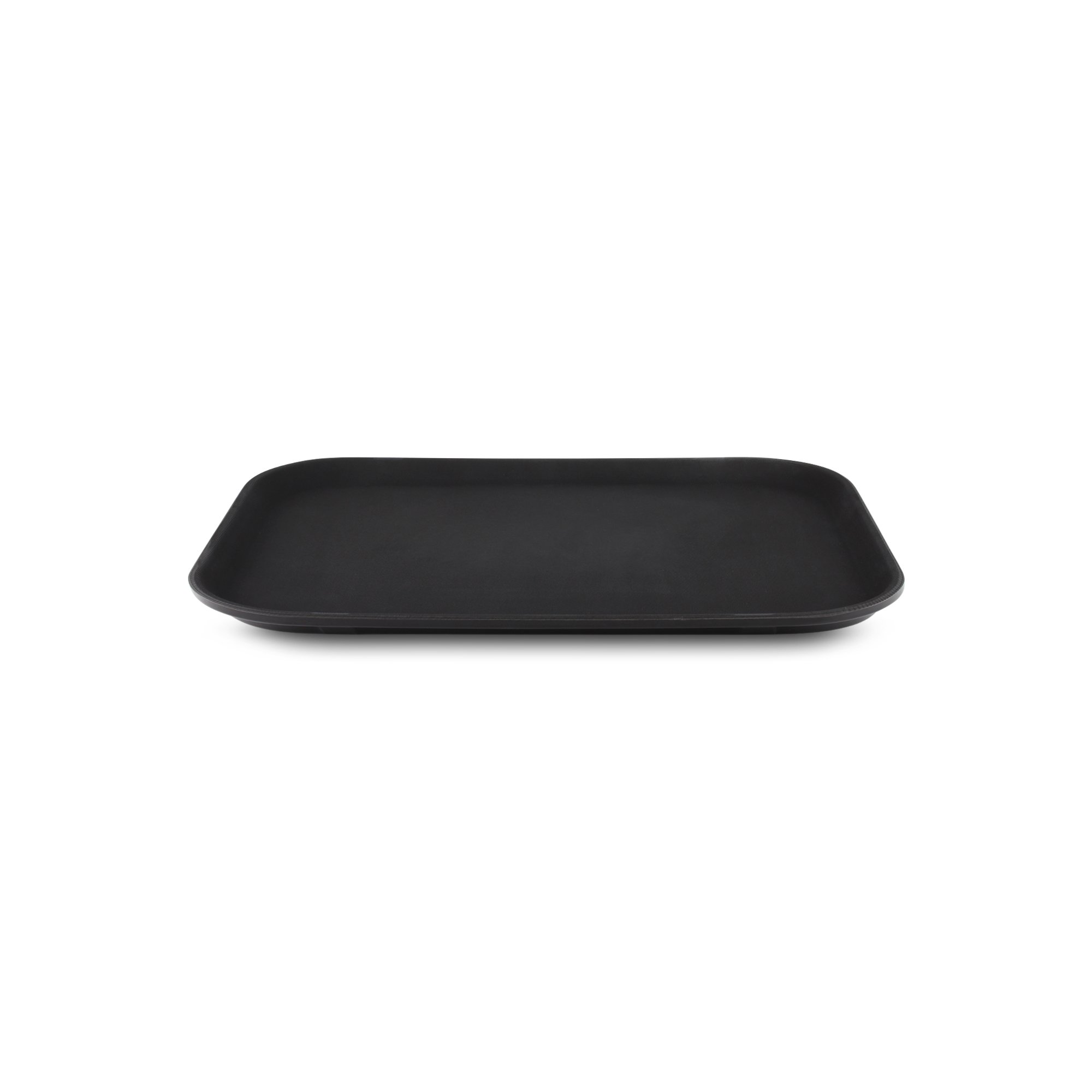 Grunwerg PN-1216 Plastic Rubberized Anti-skid, Non-slip Food Tray, Retangular, 16 x 12/40 x 30cm, Black, 16x12/40x30cm, Pack of 1