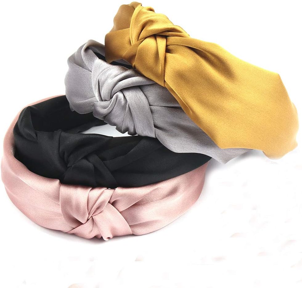 4 Pack Kotted Headband Solid Color Headband for Women Turban Headband Hair Band Elastic Hair Accessories