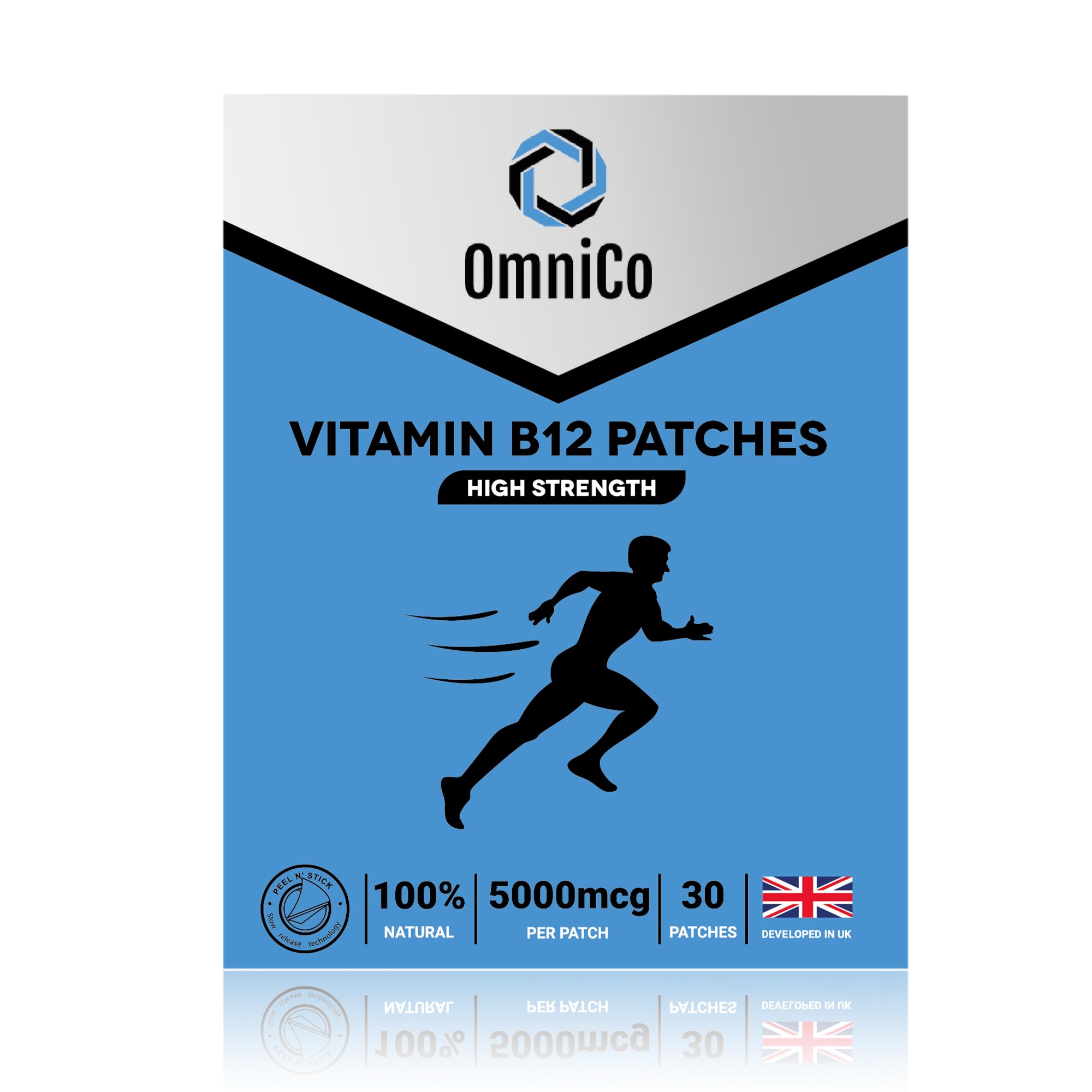 OmniCo Vitamin B12 Patches 5000mcg - Up to 7 Months Supply - 30 Patches - High Strength Transdermal Patches - 100% Natural Ingredients - Vegan & Vegetarian Friendly