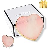 Rose Quartz Agate Heart Pink Geode Stone Drink Coaster Gift Box 1 Pcs, Crystal Decoration for Birthday, Christmas, Valentine's Day, Wedding, Coffee Table