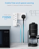 ANVODE 3 Way Plug Adapter Vertical Wall Socket Extender 3250W 13A White view 5