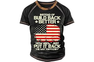 EKIYVO Mens Patriotic Tshirts Oversized Short Sleeve Crewneck Red Blue and White Tees Soft 4th of July USA Flag Shirts (S-6X)