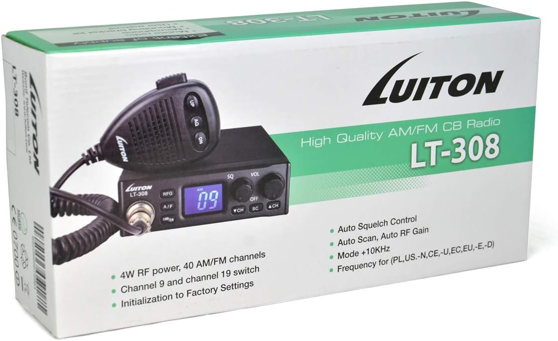 LUITON CB Radio LT-308 Compact Design with External Speaker Jack, Large Easy to Read LCD Display (Black): Car Electronics