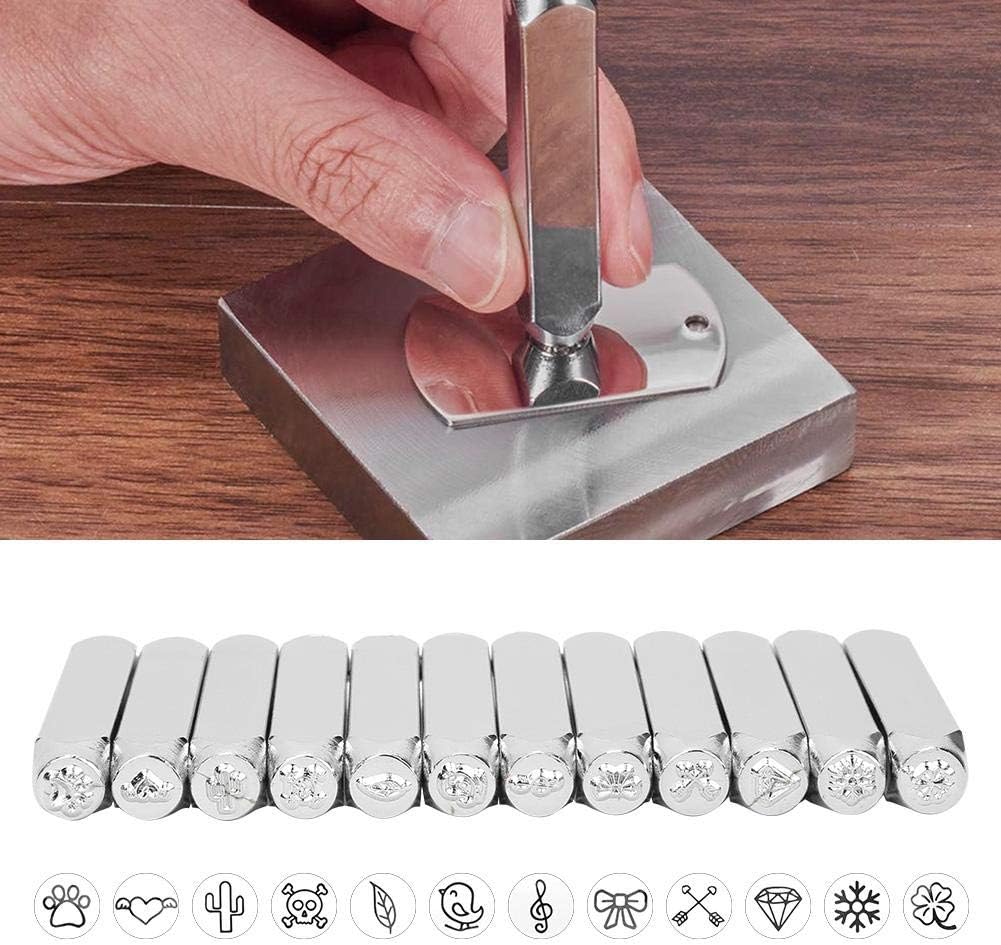 Metal Punch Stamp Nature Theme Stamping Tool Carbon Steel Stamp Punch Metal Jewelry Making Leather Wood12pcs 6mm 1/4" Stamps Punch Set Leather Tools - Image 3