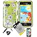 4 items Combo: ITUFFY (TM) LCD Screen Protector Film + Mini Stylus Pen + Case Opener + Design Rubberized Snap on Hard Shell Cover Faceplate Skin Phone Case for LG Enact VS890 (Verizon) (Green Hawaii Flower)