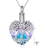 POPKIMI Hummingbird Urn Necklace for Ashes Sterling Silver Crystal Cremation Jewelry