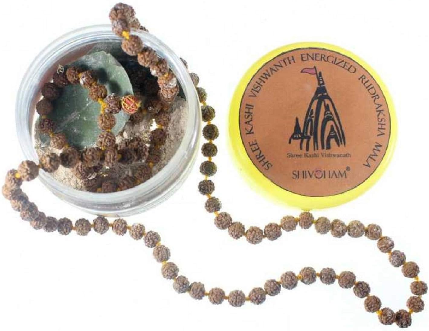 SHIVOHAMSHIVOHAM Shree Kashi Vishwanaath Energized Rudraksha Mala 108+1 Beads (6-7mm Bead Size/Length 30cm)