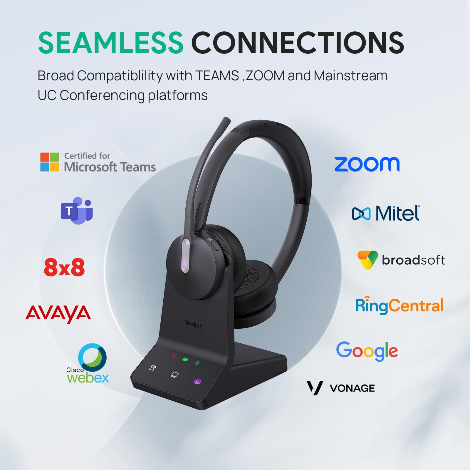Yealink DECT&Bluetooth Wireless Headset WH64, Kabellos Headset mit Mikrofon 7