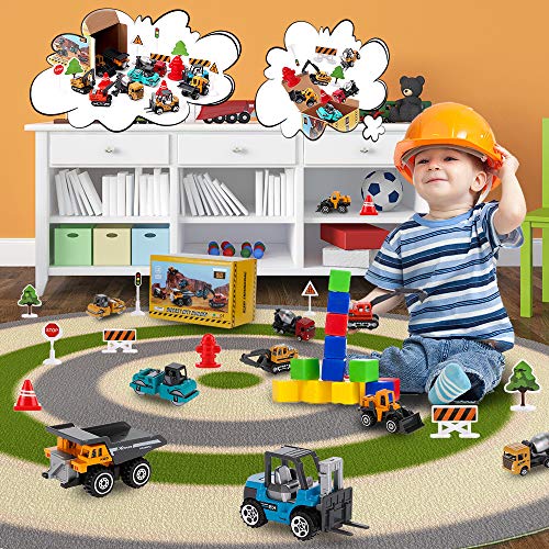 Diecast Construction Vehicles for Kids, Small Toy Construction Trucks