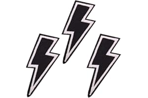 U-Sky Iron on Patches for Motorcycle Jackets, 3pcs Black Lightning Iron-on Patch, Sew on Appliques for Clothes Backpacks Jeans Bags Bedsheets to Cover Logo Rip Size 2.5x0.8inch