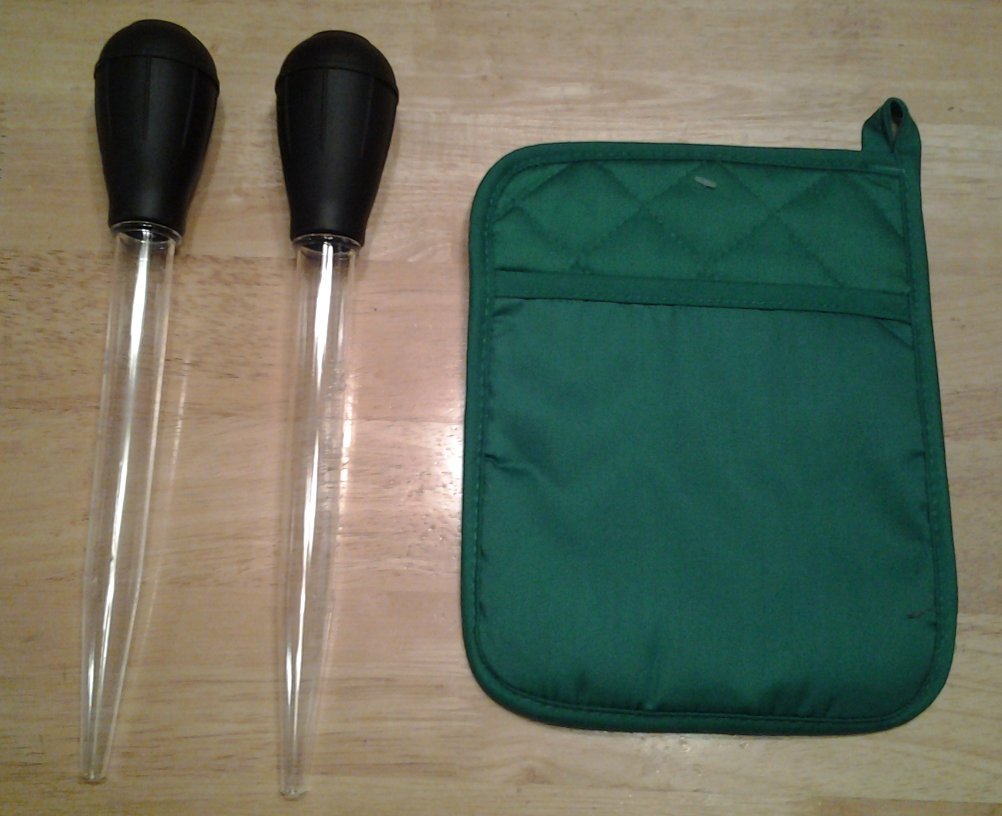 Turkey Baster Set of 2 Suction for Juice with Neoprene Oven Mitt
