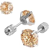 Women Fireworks Cut CZ Titanium Stud Earrings Hypoallergenic Nickel Free for Sensitive Ears Simple Elegant Design Everyday Jewelry Gift Box Titanium Cubic Zirconia