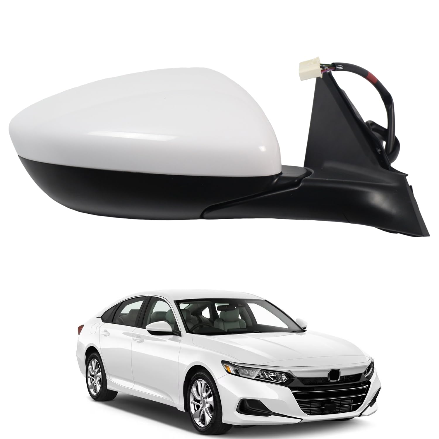 Photo 1 of Liizoo Side Mirror for HONDA ACCORD 2018-2022 Car Door Mirror Fits for HONDA ACCORD 2018-2022 Left Driver Side | Power | Heated |BSM |HO1320329| White (LH)-7 Wires