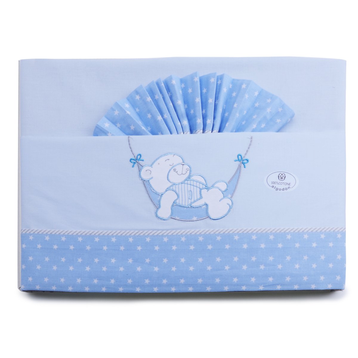 PEKITAS Bebe 3-Piece Thin Bedding Set for Cot 60 x 120 cm 100% Cotton Made in Portugal (Blue Bear Series) — image 1
