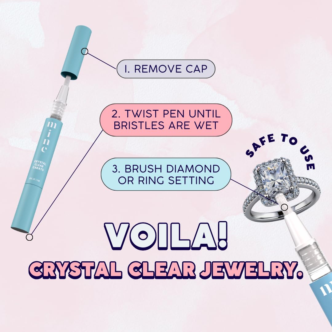 On-The-Go Ring and Jewelry Cleaning Pen - Crystal Clear Carats - Natural and Premium Shine Solution - Portable Travel Size Diamond and Gemstone Cleaner