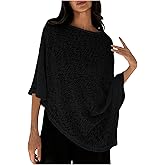 MakeMeChic Ponchos for Women Sheer Poncho Sweater Shawl Wraps Coverup