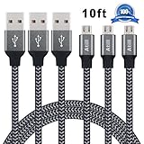 Micro USB Cable,Atill 3Pack 10FT Nylon Braided Extra Long High Speed USB to Micro USB Charging Cables Android Charger Cord for Samsung Galaxy S7 Edge/S6/S5/S4,Note 5/4/3,Nexus,HTC,LG,Tablet