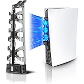 NexiGo PS5 Accessories Cooling Fan [Auto On/Off] with LED Light, for Both Disc and Digital Editions, Efficient Cooling System, Compatible with Horizontal Stand For Gaming Console