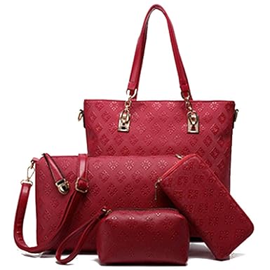 LACIRA Womens Handbag, Sling Bag, Clutch and Wristlet (Set of 4)