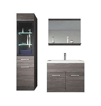 Badezimmer Badmobel Set Rio Led 60 Cm Waschbecken Bodega Grau