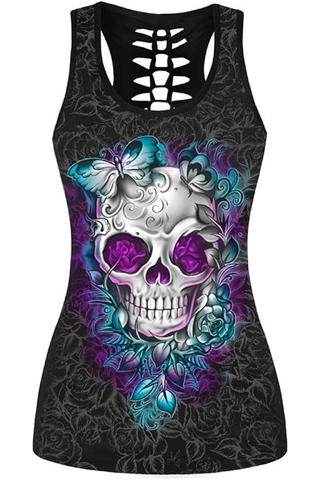 plus size skull tank tops