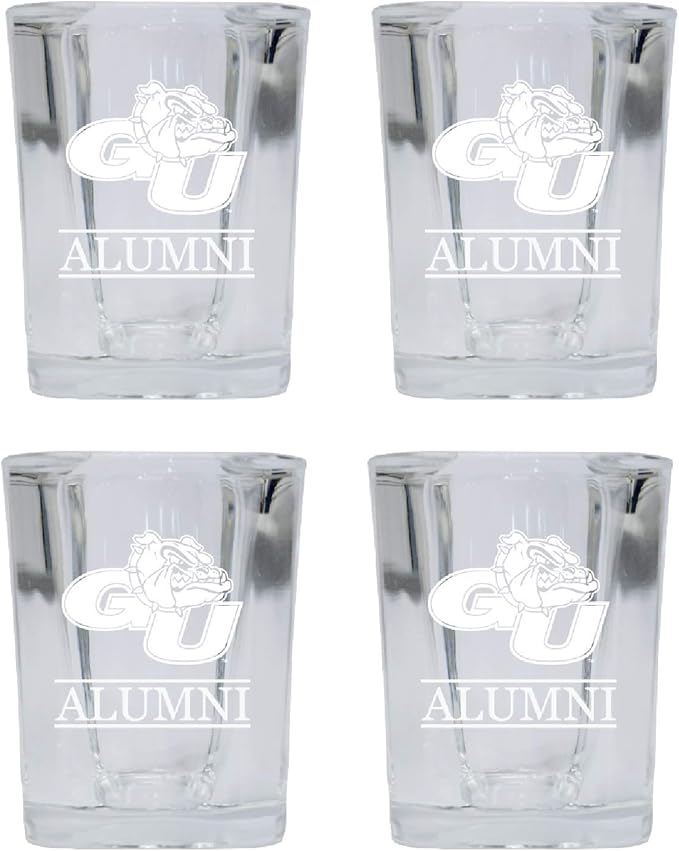 Amazon Com Gonzaga Bulldogs Alumni 2 Ounce Square Shot Glass Laser Etched Logo Design 4 Pack Kitchen Dining
