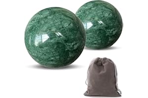 Hmsddan Traditional Chinese Baoding Balls, Marble Health Exercise Stress Relief Balls, Dark Green, 2-Piece Set (Dark Green, Small-1.38")