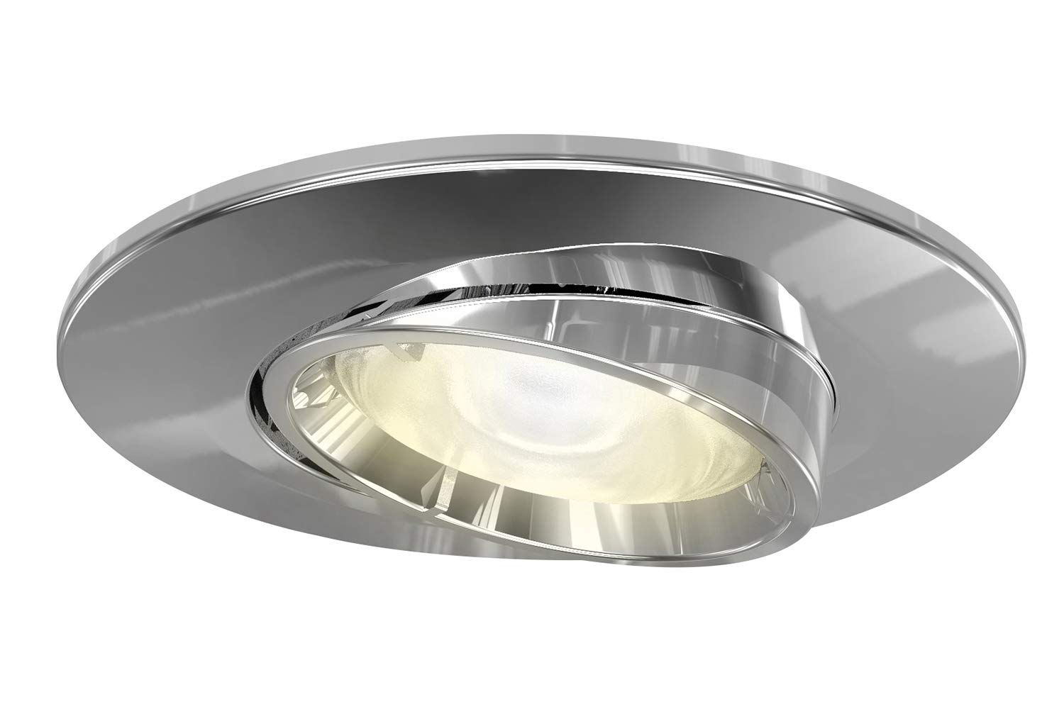 4lite Fire-Rated Indoor Downlight (Satin Chrome) Adjustable IP20 Rated Dimmable Spotlight Supplied with a 2200k - 6500k 345lm Smart GU10 Bulb - 4L1/2216-4yr Guarantee — image 1