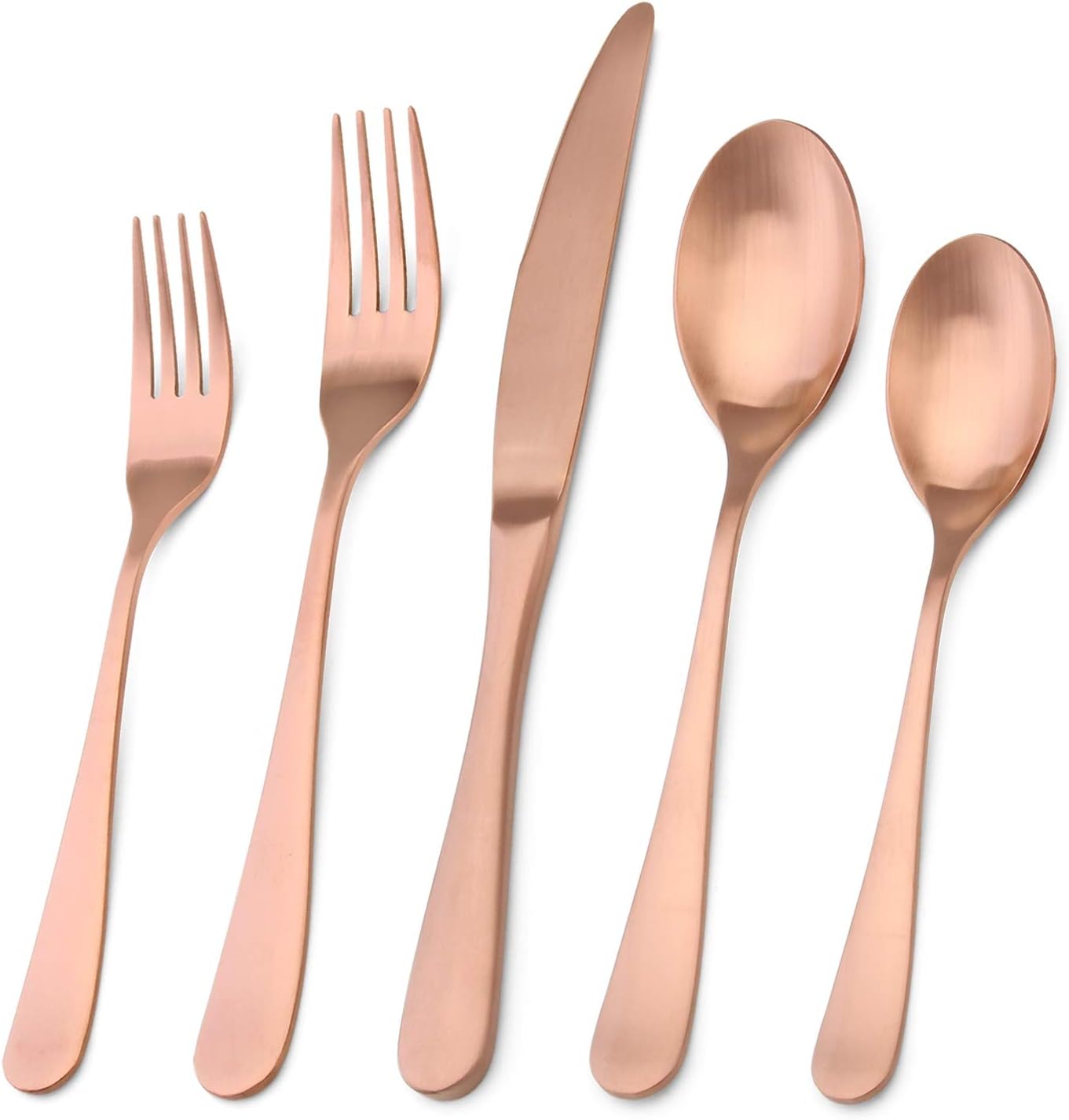 Matte Rose Gold Silverware Set, Bysta 20-Piece Stainless Steel Flatware Set, Kitchen Utensil Set Service for 4, Tableware Cutlery Set for Home and Restaurant, Satin Finish, Dishwasher Safe