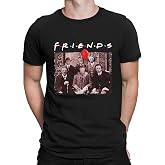 Horror Friends Halloween Shirts for Men Funny Scary Graphic Short Sleeve Fall Tee Blouse