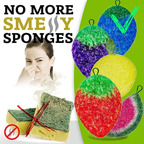 Dish Scrubbie Durable Dish Scrubber (5 Pc) Long Lasting, NonScratch