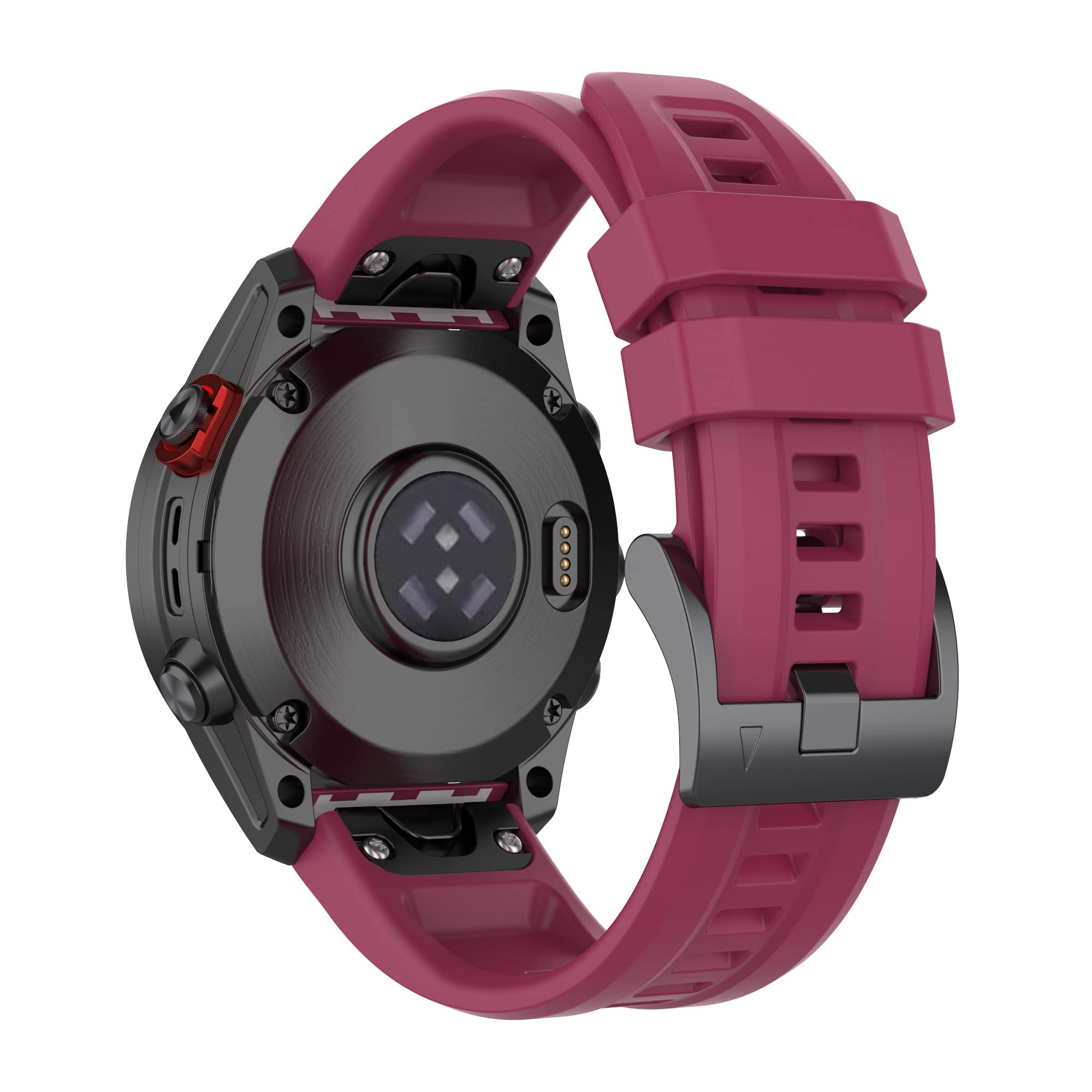 Wownadu 26mm Quick Release Watch Straps Compatible for Garmin Fenix 7X Strap, Fenix 6X / 5X GPS Band, Replacement Silicone Sport Wristband Sangria, (No Watch)