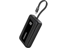 Anker Zolo Power Bank, 10,000mAh 30W Portable Charger with Built-in USB-C Cable for Travel, Fast Charging Battery Pack for iP