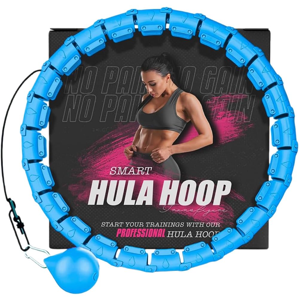 Active 100 Fitness Hula Hoops, Smart Weighted Hula Hoop for Adults, Adjustable Infinity Hoop with 360° Auto-Spinning Ball, Weight Loss Exercise Equipment for Home Use (Blue)