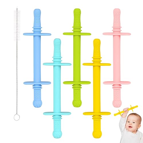Fu Store Hollow Teether Tube Chew Straw Toy for Infant Toddlers Silicone  Tubes Teething Toys for Babies 3-12 Months BPA Free/Freezable/Dishwasher  and