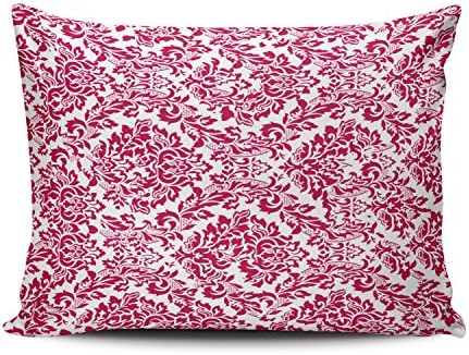 Hoooottle Custom Vintage Red Paisly Pretty Pillowcase Rectangle Zippered One Side Design Printed 20x30 Inch Queen Throw Pillow Case Cushion Cover