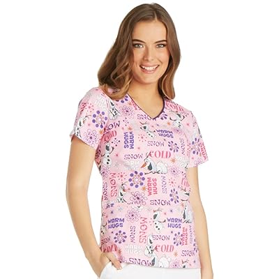 Cherokee Women's Frozen Print Scrub Top V-Neck, Nigeria Ubuy