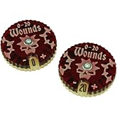LITKO Wound Dials 0-20 | Compatible with Warcry | 30mm | Red | Set of 2 | Translucent acrylic | Health &amp; damage per fighter | UV-printed, laser-engraved spinner | Age of Sigmar