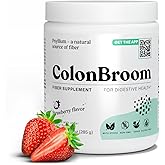 ColonBroom Psyllium Husk Powder (Strawberry) - Colon Cleanse for Bloating Relief & Gut Health - Colon Broom Fiber Powder Drink - Vegan, Gluten Free, Non-GMO Fiber Powder Supplement, 50 Servings