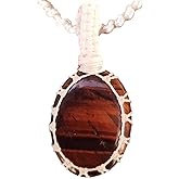 Crystal Necklace with Stone Pendant - Amulet for Chakra Healing, Handmade Unisex Jewelry with Gift Bag, Handmade White Macrame Cord, Natural Gemstone by Smoky Quartz