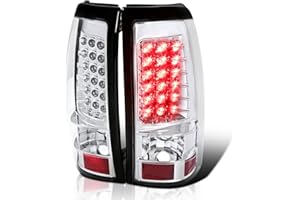 Spec-D Tuning Chrome Housing Clear Lens LED Tail Lights Compatible with 2003-2006 Chevy Silverado 1500/1500HD/2500/2500HD, 2004-2006 Chevy Silverado 3500, Left + Right Pair Assembly