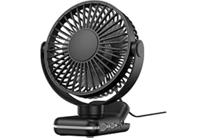 USB Clip on Fan, 720° Rotation Portable Desk Fan, Quiet Brushless Motor, Strong Grip Ideal for Office Home Dorm