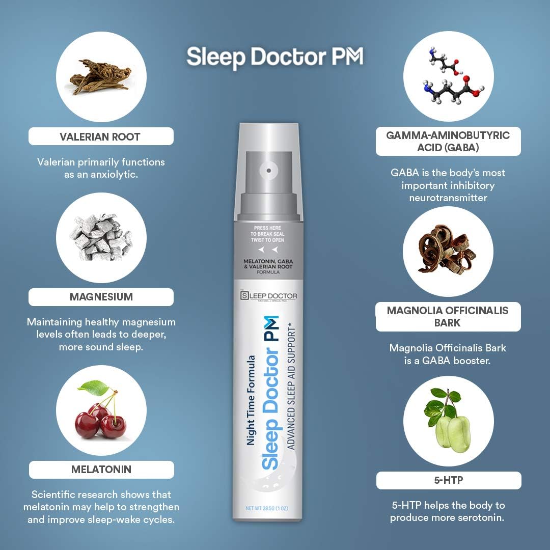Sleep Doctor PM Sleep Aid | Night Time Formula | Advanced Sleep Support for Adults | Sleep Spray Formulated by Dr. Michael Breus - America's Sleep Doctor: Health & Personal Care