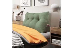BNCKTRD Headboard Pillow Wedge Twin Size Large Bolster Pillow for Daybed Triangle Back Support Reading Pillow for Sitting Up in Bed XXL Couch Rest Backrest Cushion Linen Sage Green